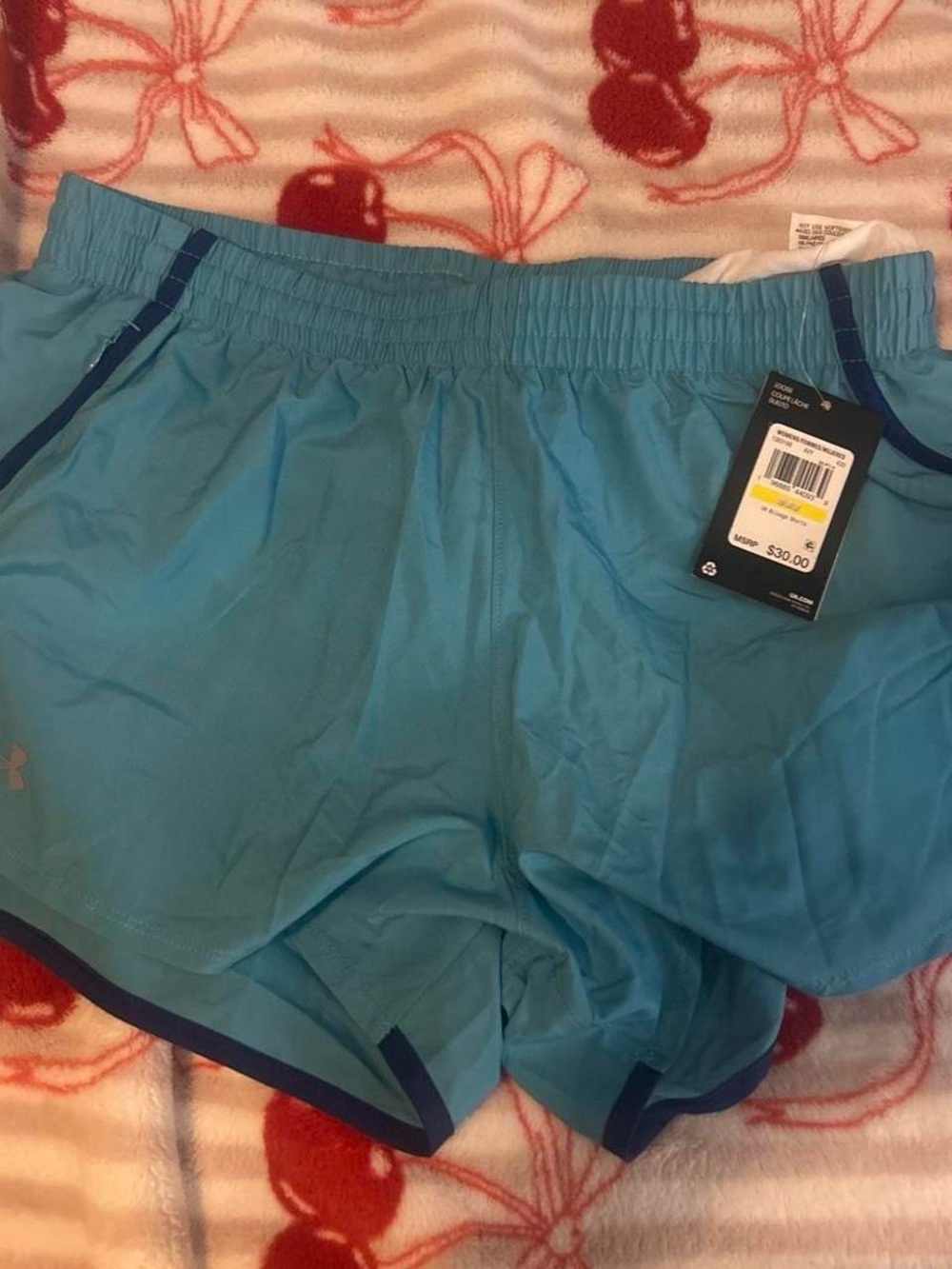 Under Armour Women's Aqua Athletic Running Shorts with Navy Trim